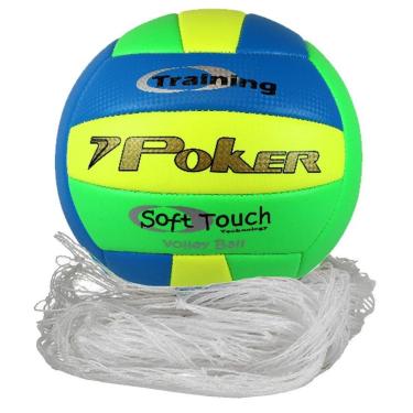 Imagem de Kit Vôlei Rede E Bola Training Neon Pvc Poker-Unissex