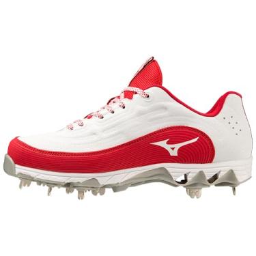 Imagem de Mizuno Chuteira feminina de softball, 9 spike Swift 8 Low Metal, Branco/Vermelho, 40