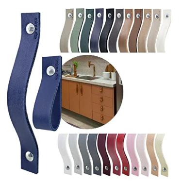 Imagem de Puxador Alça Full Parafuso para Móveis Armário Guarda Roupa Gaveta Porta Baús Caixas Bandeja Cesto Tábua Cor Textura de Couro (Azul Royal)