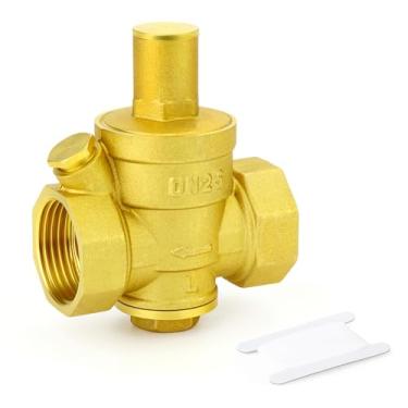 Imagem de GASHER Regulador de pressão de latão de 2,5 cm ajustável, kit redutor de pressão de água, válvula de alívio de pressão para viagens de trailer, aquecedor de água, solar e casa