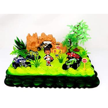 Imagem de BLAZE Conjunto de 22 peças de topo de bolo e as Monster Machines com 12 bonecos Blaze e acessórios temáticos decorativos, figuras com média de 2,5 cm a 5 cm de altura