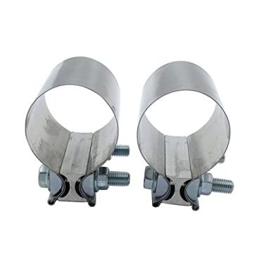 Imagem de 1 par de 2 peças SHLPDFM braçadeira de exaustão de 2 1/5.1 cm T304 aço inoxidável junta de extremidade braçadeira de exaustão acoplador de manga universal para o silenciador Catback Downpipe