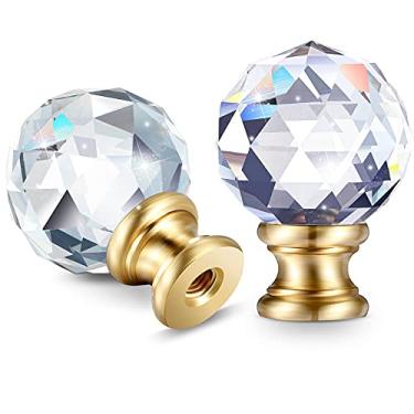 Imagem de Mudder 2 peças de enfeite de lâmpada de cristal decorativo cúpula tampa de parafuso transparente com base cromada polida botão diamante 3,5 cm (base dourada)