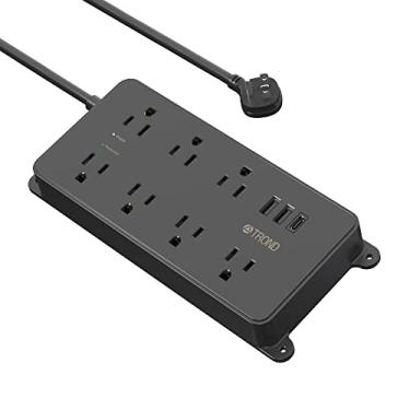 Imagem de TROND Protetor contra surtos de régua elétrica, 7 tomadas amplamente espaçadas, 2 USB-A e 1 USB-C, listado ETL, cabo de extensão de plugue plano de 1,5 m, montagem na parede, 1700J, 14AWG resistente,