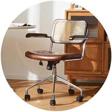 Imagem de Qingingg Cadeira de Computador Retrô Ergonômica Reclinável Couro PU Marrom 64*47*76cm Escritório