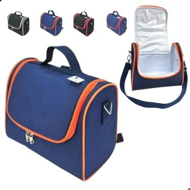 Imagem de Lancheira Térmica Adulto Infantil Masculino Feminino Bolsa Térmica Marmita Alimentos - bubag (Azul c/Laranja)