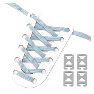 Imagem de Elastic No Tie Shoe Laces Anchors Flat Shoelace Lock Clip for Adults and Kids Tieless Shoelaces for Sneakers(Light Blue)