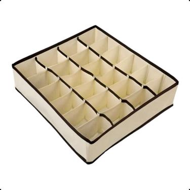 Imagem de Organizador de Gaveta Guarda Roupa 32x32x10 24 Divisões Bege