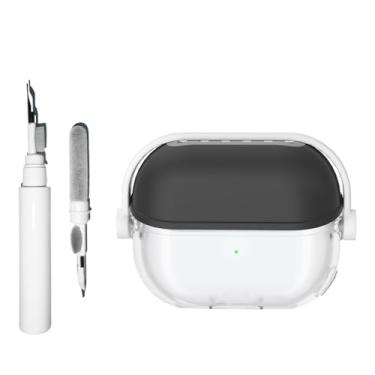 Imagem de [3 em 1] Capa TSVSXS Lock compatível com Samsung Galaxy Buds3/Galaxy Buds3 Pro (2024) com kit de limpeza e suporte, capa protetora de silicone transparente à prova de choque para homens e mulheres