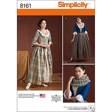 Imagem de Simplicity 8161 Vestido feminino do século XVIII, estampa de costura de fantasia, tamanhos 6-14