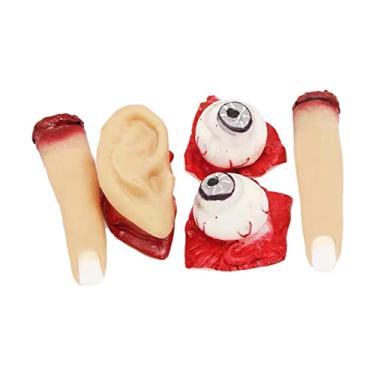 Imagem de Pacote com 5 globos oculares sangrentos, orelhas, dedos quebrados, decoração falsa de Halloween, brinquedos de brincadeira assustadores para festivais de festa de Halloween, adereços assustadores