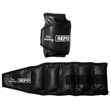 Imagem de Par de Caneleira Tradicional 5 Kg Preto Tornozeleiras de Poliéster - S