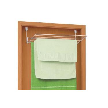 Imagem de Varal Dobrável Porta Toalha Suporte Secador de Roupa Sem furo Branco -