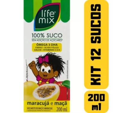 Imagem de Kit 12 Sucos Life Mix Kids 200ml Turma Da Mônica Maracujá