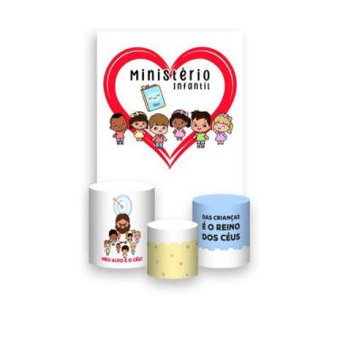 Imagem de Painel De Festa Vertical 1,50 x 2,20 + Trio De Capas Cilindro - Igreja