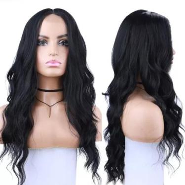 Imagem de Peruca Lace C/ Micro Pele Ondulada 60cm Preta + touca - bbless, Preto