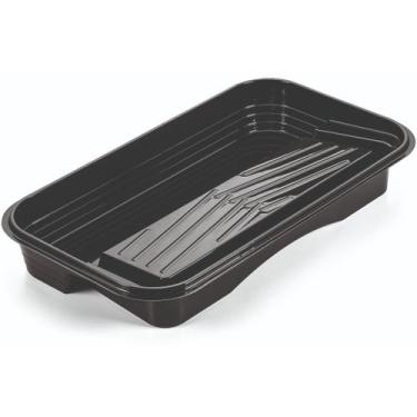 Imagem de Bandeja Para Pintura Rolo Garfo Duplo 4,3L 64x36cm Plástica Preta  Atl