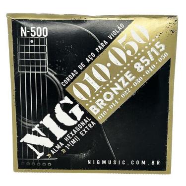 Imagem de Cordas Violão Nig Aço 10-50 Light com bolinha + palheta + corda extra 