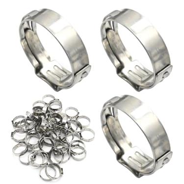 Imagem de EATAKWARD Anel de crimpagem Pex de 3/4 polegadas, pacote com 50 braçadeiras de encaixe Pex, anel de aperto de aço inoxidável 304 para conexão de acessórios de tubulação PEX