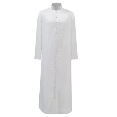Imagem de MYAYD Roupão unissex de altar romano para servidor, roupão católico, púlpito, púlpito, litúrgico, uniforme de igreja, Branco, GG
