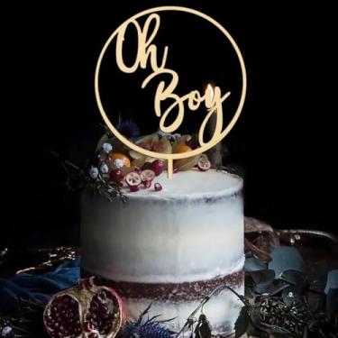 Imagem de Oh Boy Cake Topper, Acrylic Baby Shower Cake Decoration Welcome Baby Gender Reveal Theme Party Cake Decoration Gender Reveal Cake Baking Decoration Baby Birthday Party Supplies