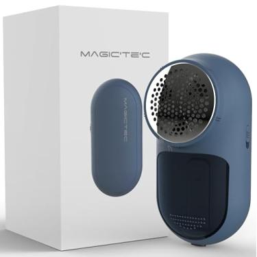 Imagem de Barbeador de tecido recarregável, removedor de fiapos Magictec Defuzzer fiapos, pílulas, aparador de bolinhas para roupas e móveis - Funciona com bateria azul