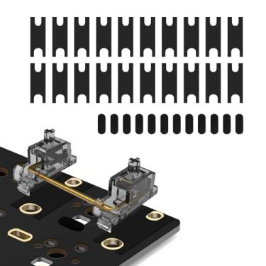 Imagem de YIMAGUJRX Interruptor estabilizador de teclado PCB Poron Film Estabilizador de teclado, 20 peças, almofadas de EVA de fio de aço estabilizador, 12 peças (preto