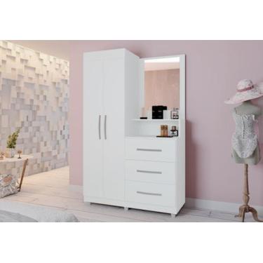 Imagem de Kit Roupeiro cômoda penteadeira Onix Branco - Móveis Primus