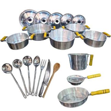 Imagem de Jogo Panelas Grossas Alumínio Batido Fundido Grosso 15 Peças - Mega al