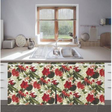 Imagem de Cortina De Pia Oxford 1,35x0,80cm Proteção E Praticidade Para Sua Cozinha