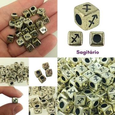 Imagem de 15 pçs Entremeios de signos dourado  ABS 7MM p/ colar pulseira bijuter