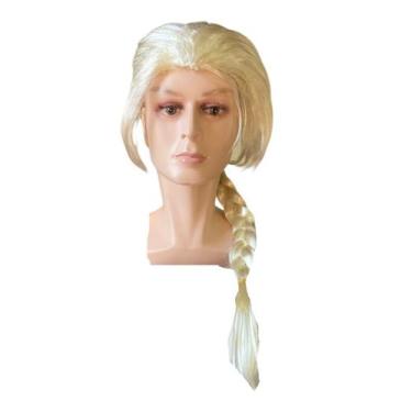 Imagem de Peruca Princesa do Gelo Branca c/ trança 63cm Infantil - Lynx , Branco