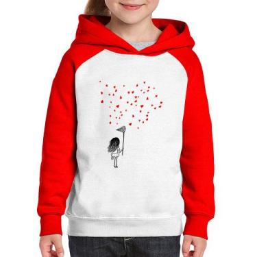 Imagem de Moletom Infantil Collect Hearts - Foca na Moda, Branco, Vermelho, 6
