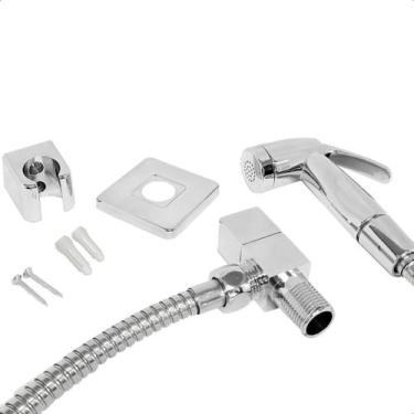 Imagem de Ducha Higienica Duchinha Chuveirinho Salão Registro Quadrado Metal Lux