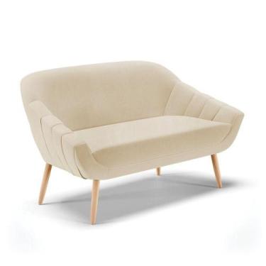 Imagem de Namoradeira 02 Lugares Linho Areia A27 Pés Palito Natural - DROSSI