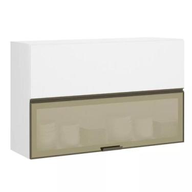 Imagem de Armário Basculante Misto Perola 120 cm 2 Portas Alumínio e com Vidro R