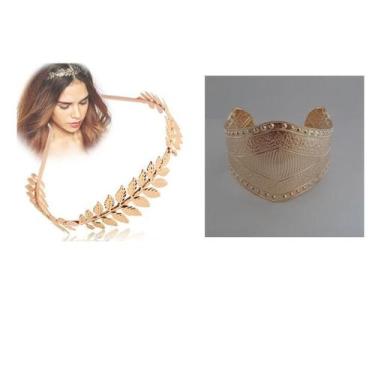 Imagem de Kit Deusa Grega C/ 1 Tiara e 1 Bracelete Roma - CM Presentes e Fantasi