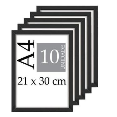 Imagem de Moldura Quadro A4 21X30 Com Vidro Poster Certificado Kit 10 - Helloqua