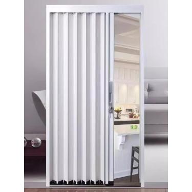Imagem de itchen Banheiro sanfona porta dobrável acordeão, porta deslizante interna de alumínio com Loc, acordeão de porta de celeiro branco para porta/lavanderia/chuveiro de banheiro, Lxh, 126x203cm/