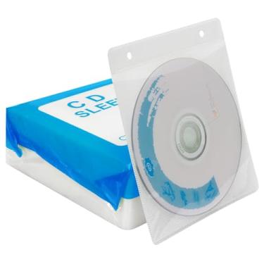 Imagem de RICHEN Capas de CD/DVD/BluRay, capa de plástico dupla face para fichários de armazenamento de CD e DVD, pacote com 100 (branco1)