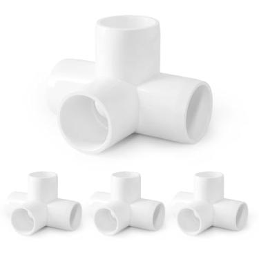 Imagem de Acessórios para tubos de PVC de 4 vias, 3/10.2 cm, encaixe em T de saída lateral de canto de cotovelo de PVC branco Zernmiarder SCH40, conectores de tubulação de grau de móveis - Serve para tubos de