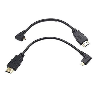 Imagem de Conector de cabo Micro HDMI macho para HDMI macho com ângulo de 90 graus Seadream 8 polegadas (1 unidade), 2pcs each of left angled and right angled