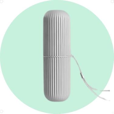 Imagem de Estojo Porta Escova de Dentes e Creme Dental Multiuso em Plástico Moderno e Compacto Ideal para Viagem Escola e Trabalho Com Alça Prática (Cinza)