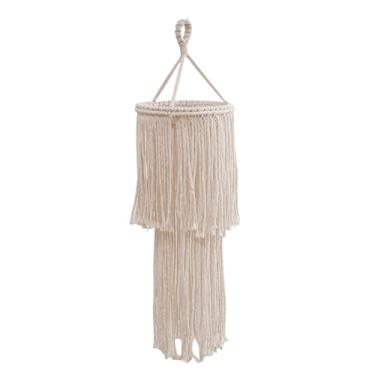Imagem de Fenteer Abajur boêmio para lâmpadas, tapeçaria tecida artesanal, abajur de macramê, capa de luz pendente suspensa boho para banheiro, sala de estar, Style B