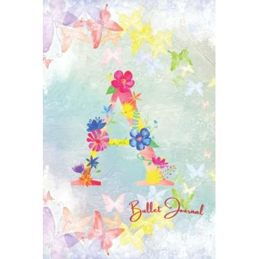 Imagem de A Monogram Bullet Journal: Beautiful Flowers Monogram Letter A, Initial R Personal Journals Dotted Grid Notebook Sketchbook Planner 6 x 9 200 pages