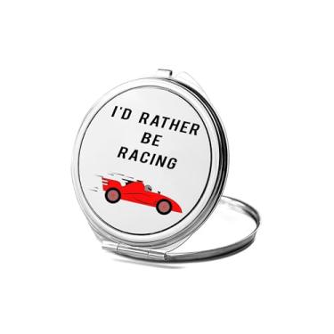 Imagem de SpreadPassion I'd Rather be Racing Espelho compacto, espelho fotográfico, espelho de maquiagem de viagem, espelho pequeno de mão, espelho de bolso portátil, ideia de aniversário (1, redondo)
