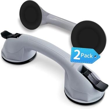 Imagem de Barra de apoio de chuveiro, alça de chuveiro, alças de barra de sucção de 30,48 cm, alça de ventosa de fixação forte no banheiro de segurança, barras de apoio para segurança de idosos idosos - pacote com 2