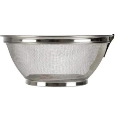 Imagem de Escorredor de Alimentos Arroz, Macarrão, Frituras, Legumes, Inox com Malha Fina, Tigela Coadora de Metal, Tamanho 22cm.