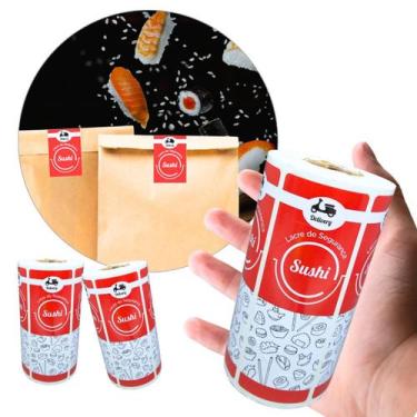 Imagem de Lacre de Segurança  Sushi Vermelho  Rolo com 300 etiquetas - 4Food Pri