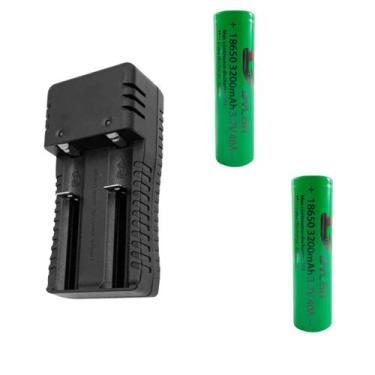Imagem de Kit 1 Carregador De Bateria Preto Bivolt 18650 E 2 Baterias Qualidade 